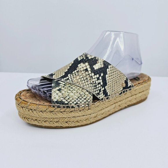 Sam Edelman Natty Slides 7.5 M Snake Print Espadrille Flatform Sandals Strappy - Picture 1 of 13
